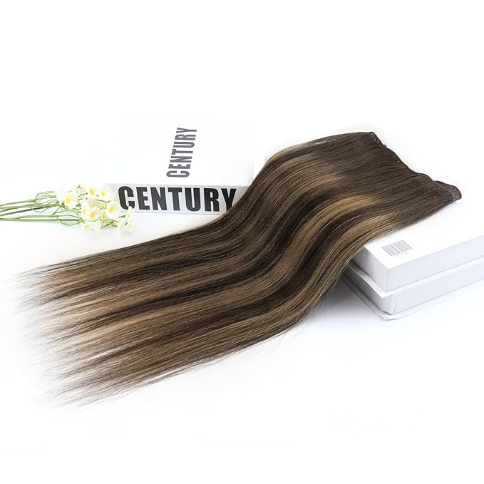 Full Shine Dark Brown Balayage Clip in Extensions Real Human Hair 3 Pcs 60 G Light Weight Clip in Hair Extensions Brown Balayage Brazilian Hair Extensions 12 Inch