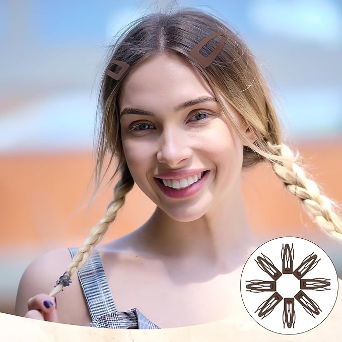 Chinco 24 Pcs Double Grip Hair Clips Metal Snap Clips Women Barrettes for Hair Making, Salon Supplies(Brown,2.8 Inch)