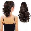 Ponytail Extension, Clip on Ponytails for Women, 12" Claw Clip in Short Curly Wavy Pony Hair Extension for Women - Light Brown
