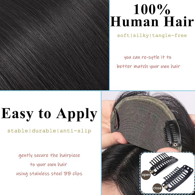 Short Human Hair Topper for Women with Hairloss,Invisible Clip in Short Curly Topper Hairpiece with Large Mesh 6.3x7 Ins and Silk Top Base Natural Fluffy Wiglet Hairpiece Dark Brown