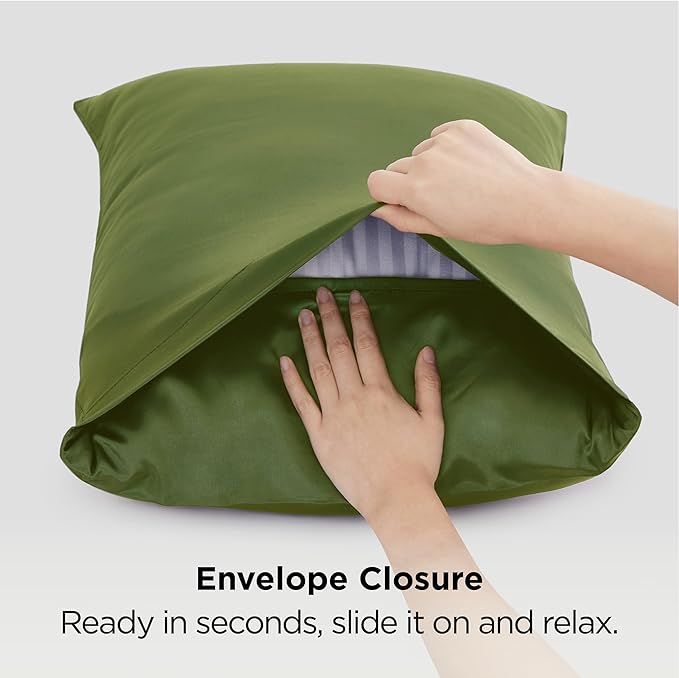 Bedsure King Size Satin Pillowcase Set of 2 - Moss Silky Pillow Cases for Hair and Skin with Envelope Closure, Similar to Silk Pillow Cases, Gifts for Women Men, 20x36 Inches, 2pcs