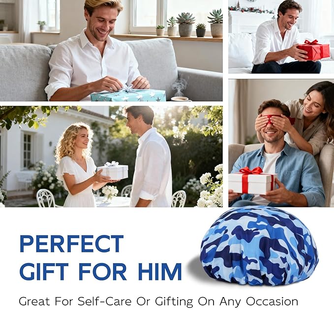 Years calm Shower Cap for Men, Waterproof & Heat-Retaining Hair Treatment Cap – Reusable Men’s Shower Cap with Foil Lining, Elastic Band, for Steam Care, Hair Mask & Oil Conditioning