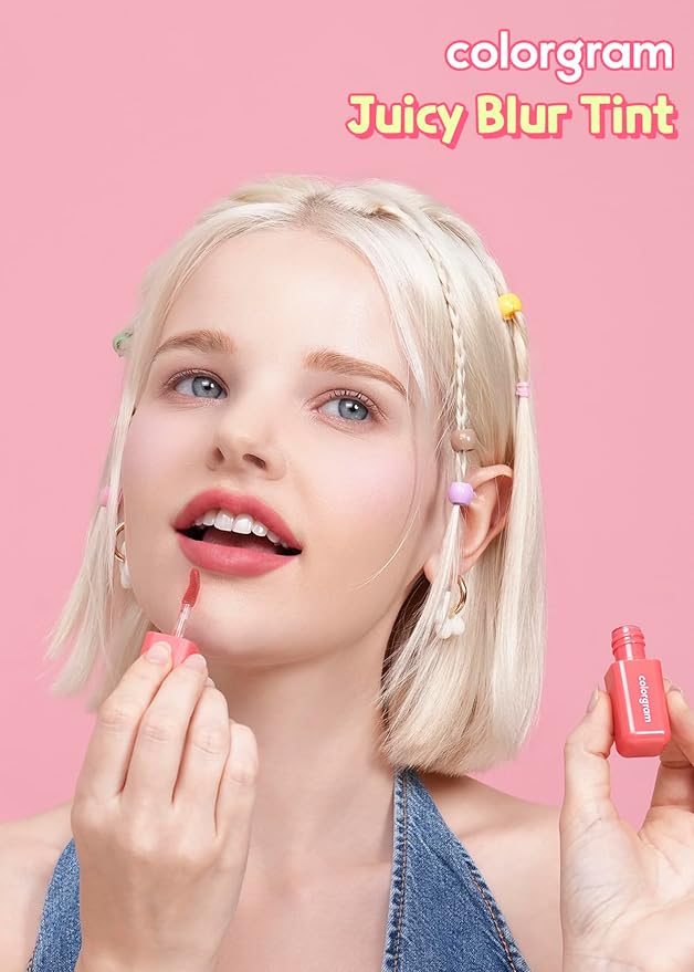 COLORGRAM Juicy Blur Tint 05 Happy Cherry Smile | Daily Semi-Matte, Semi-Glossy, Long-Lasting Lip Stain, Moisturizing, Buildable & Blendable, highly Pigmented (0.12 Fl. Oz.)