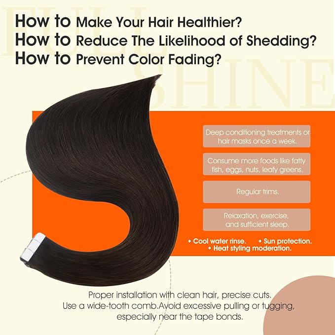 Full Shine 12Inch Tape ins Human Hair Extensions Short Seamless Remy Pu Tape Extensions 30G 20Pcs Color 2 Darkest Brown Brazilian Tape Hair Extensions Real Human Hair Silky Straight Natural