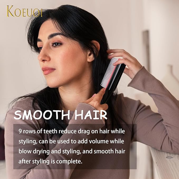 2 Pcs 9 Row Classic Styling Curly Hair Brush for Detangling, Separating, Shaping. For Women and Men Wet or Dry Hair.