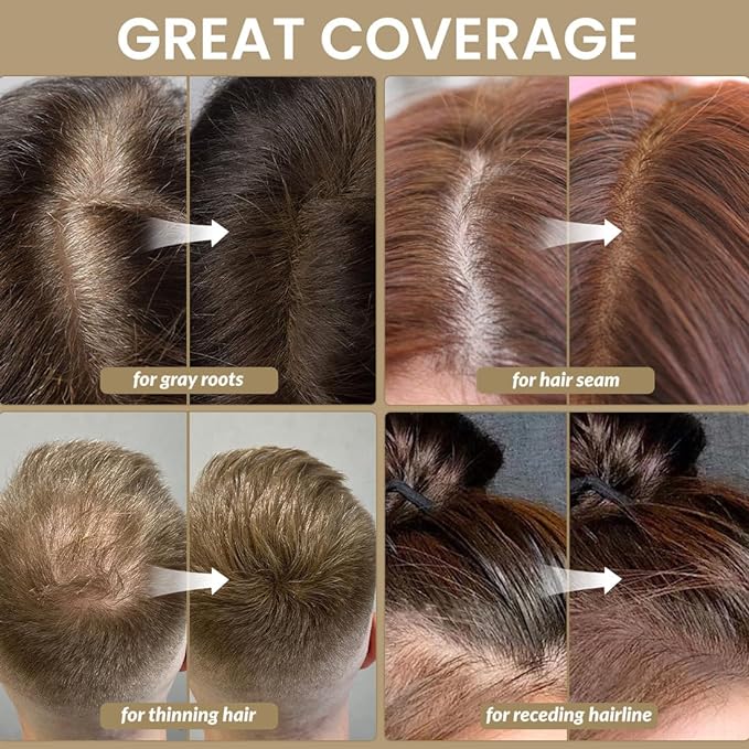 VOLLUCK Root Touch up Powder, Instant Hairline Powder for Thinning Areas and Gray Hair Coverage, Natural and Non-greasy Root Cover up for Women and Men (Hazel Brown, 0.35 Ounce)