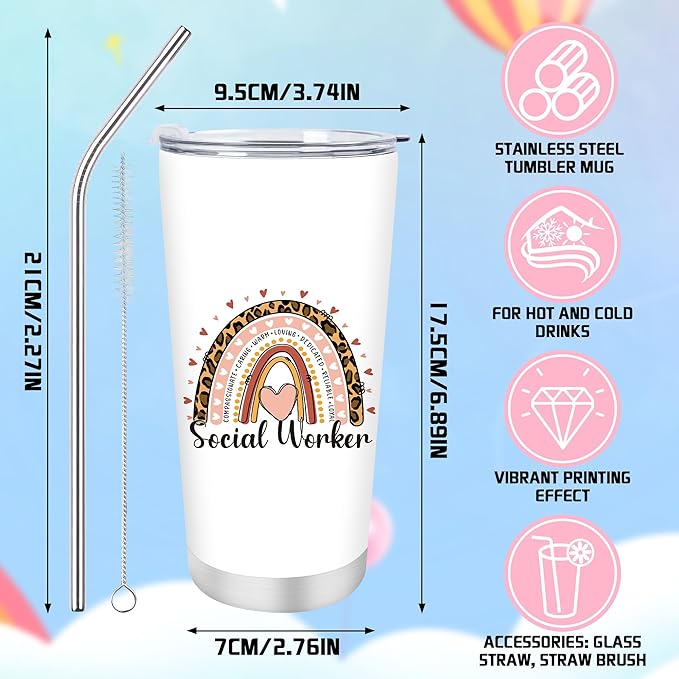 Keluna Social Worker Gifts for Women - Thank You Appreciation Gifts for Social Worker, Keychain Makeup Bag Tumber Mug Set