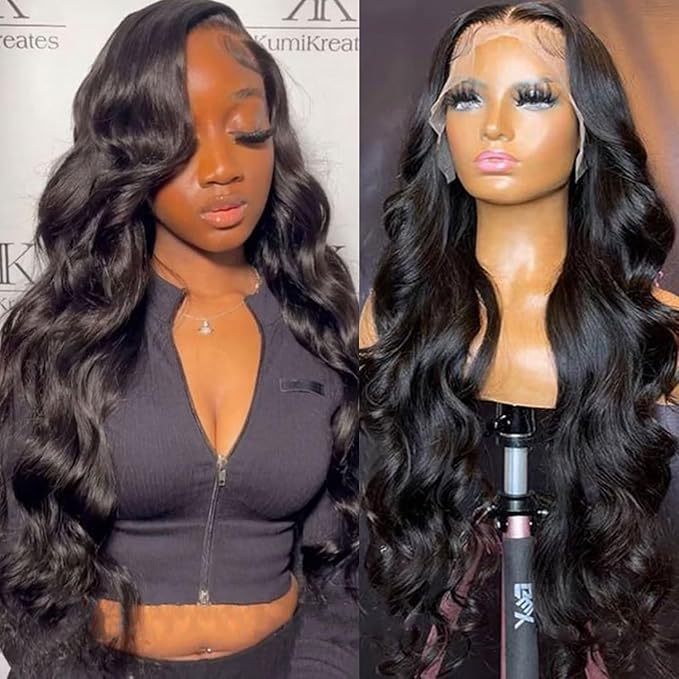 Lemoda 13x6 Full Lace Frontal Virgin Human Hair Wigs Pre-Bleached Knots Body Wave 15A 13x6 HD Transparent Lace Front Wig Invisible Lace Tiny Knots 24Inch