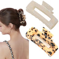 2 Pack Hair Claw Clips for Women Tortoise Shell Large Claw Hair Clips for Thin to Thick Hair Rectangle Hair Jaw clips