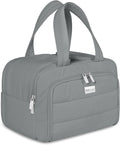 TOPDesign Travel Toiletry Bag for Women, Puffer Large Toiletry Bag, Lightweight Cosmetic Makeup Organizer with Handle for Traveling, Accessories, Essentials, Toiletries (Grey)