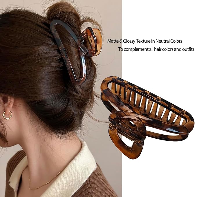 Big Hair Claw Clips, 4.3 Inch Large Non-Slip Unbreakable Hair Clip Claw for Women Thick Curly Long Hair, 2 Pack