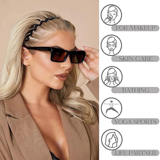 6 PCS Zig Zag Headbands Plastic Wavy Hair Head Band Comb with Teeth Hoop Accessories for Women Men Girls, Matte Morandi