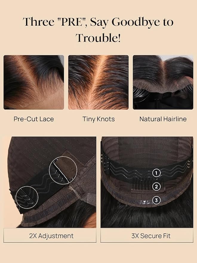 Julia Hair 12A Bye Bye Knots Glueless Wig Kinky Curly 7x5 Pre Cut Lace Front Wigs Invisible Knots Virgin Human Hair HD Lace Frontal Pre Bleached Wig 180% Density 26 Inch