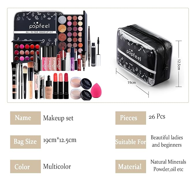 Makeup Kit for Women Full Kit, 26PCS Multi-Purpose Makeup Kit All-in-One Makeup Gift Set Makeup Essential Starter Kit, Compact and Lightweight Design for Girls, Women
