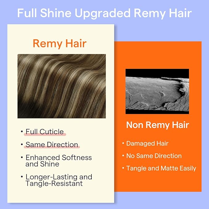 Full Shine Balayage Clip in Hair Extensions Remy Human Hair 14 Inch 120 Grams Hair Extensions Clip ins Double Weft Dark Brown Ombre Brown With Honey Blonde Straight Hair 7 Pcs