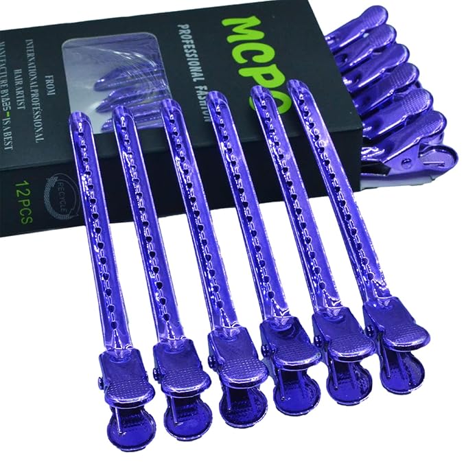 12 Pcs Metal Duckbill Hair Clips for Hair Sectioning Alligator Hair Clips for Styling Dividing Duck Bill Clips with Anti-Slip Holes Salon Barber Styling Tools