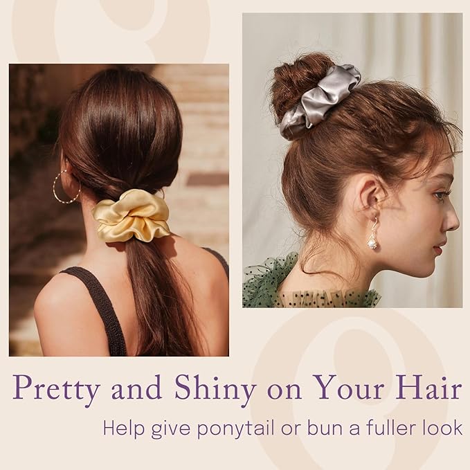 OLESILK Silk Scrunchies Oversized 100% Mulberry: Large for Women& Girls Long Thick Hair, Soft Smooth for No Damage Hair Care Sleeping