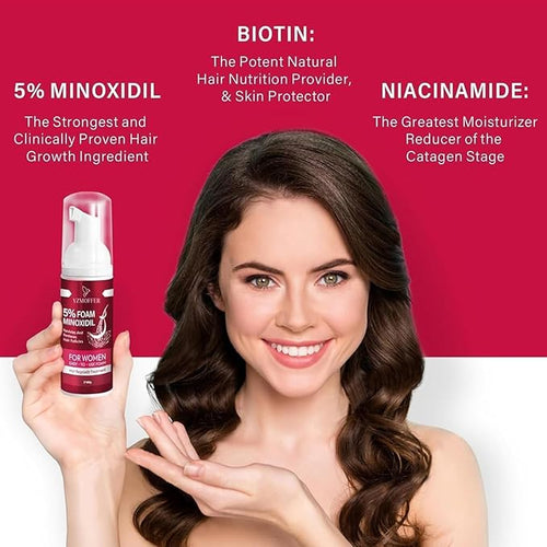 5% Minoxidil Foam for Women, Hair Regrowth Treatment for Thinning Hair and Hair Loss, Lightweight Non-Greasy Formula, Dermatologist Recommended, 2 × 60g (2-Month Supply)