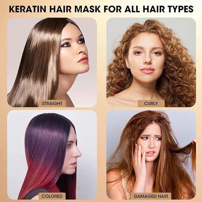 Keratin Hair Mask & Deep Conditioner, Hydrating & Deep Conditioning Repair with Wheat Protein & Argan Oil for Dry, Damaged, or Color-Treated Hair, Anti-Frizz Hair Treatment - 17.5 Oz.