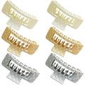 Strong Double Row Teeth Square Hair Clips 2 Rows Teeth Rectangle Claw Clips Women Girls 2 Row Claws Double Teeth Curly Straight Big Volume Thick Hair Accessories in Set 6pcs