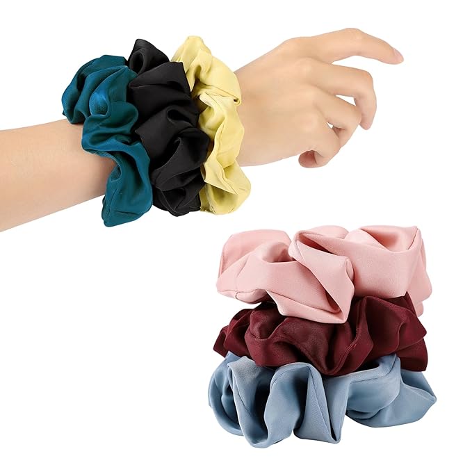6Pcs Scrunchies for Women, Premium Satin Hair Scrunchies Sleep, All Hair Types, Colorful