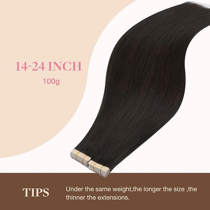 GOO GOO Tape in Hair Extensions Human Hair, 2 Dark Brown, 26inch 120g 40pcs, Skin Weft Seamless Invisible, Silky Straight with Thick Ends, Remy Human Hair