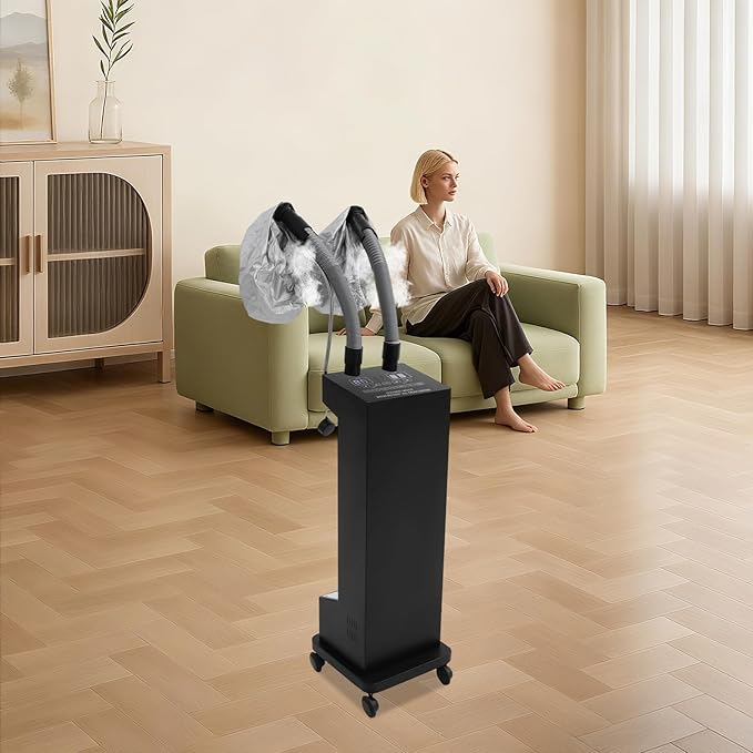 Professional Hair Steamer, 110V 650W Vertical Hair Care Machine Micro Mist Hair Color Processor with Rolling Wheels, Salon Spa Equipment for Home, Barber Shop (Black)