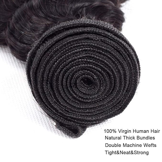 Human Hair Bundles Color 1B Deep Wave Bundles 24 Inch Double Weft Natural Black Deep Wave Bundle Hair Weave Niegmeag Brazilian Virgin Soft and Silky Remy Hair Extensions 100g