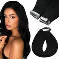 Sunny Hair Tape in Hair Extensions Human Hair 12inch Hair Extensions Real Human Hair Tape in Extensions for Women Solid Black Virgin Hair Natural Straight Skin Weft Double Sided Tapes 20Pcs 30g