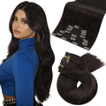 Moresoo Brown Clip in Extensions Remy Double Weft Clip in Human Hair Extensions Straight Hair Extensions for Women Dark Brown #2 7pcs 120g 18inch