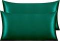 NTBAY 2 Pack Satin King Pillowcases for Hair and Skin, Luxurious and Silky Pillow Cases with Envelope Closure, 20x40 Inches, Dark Green