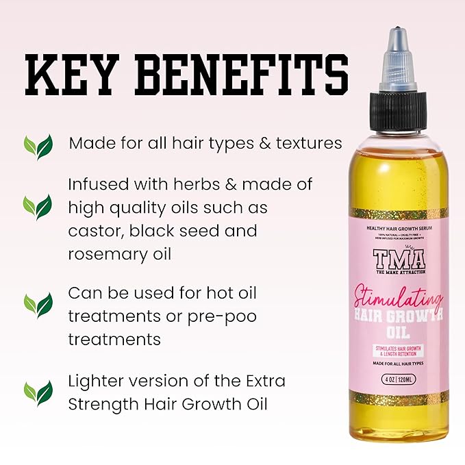 The Mane Attraction Hair Oil for All Hair Types, Infused with Rosemary Oil, Castor Oil & Black Seed Oil - Stimulating Hair Growth, Seals in Moisture, Soothes Irritated Scalp - 4 Fl Oz