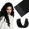 Youngsmile Injection Tape in Hair Extensions Real Human Hair, #1 Jet Black 22 Inch Invisible Edge Tape in Injected Hair Extensions, 20pcs 50g, Straight Remy Virgin Human Hair Tape ins (#1,22'')
