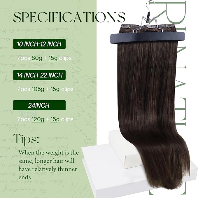RUANTURE Brown Clip in Hair Extensions Real Human Human Hair, Clip in Human Hair Extensions, Double Weft Full Head THick Ends, Easy to Install, 20 Inch 120g 7pcs #4 Chocolate Brown