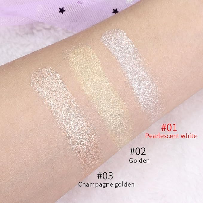 Pearl White Face Highlighter Makeup Shimmer Glitter Rose Sparkly Highlighters Makeup Powder Palette for Face Cheek Skin iluminadores iluminador (pearl white)