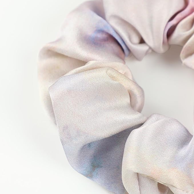 LILYSILK Silk Charmeuse Scrunchy -Ponytail Holder -Scrunchies For Hair Sleep Cute- Tie Dye Silk Scrunchies For Women Soft Hair Care (Pink-Purple Watercolor)