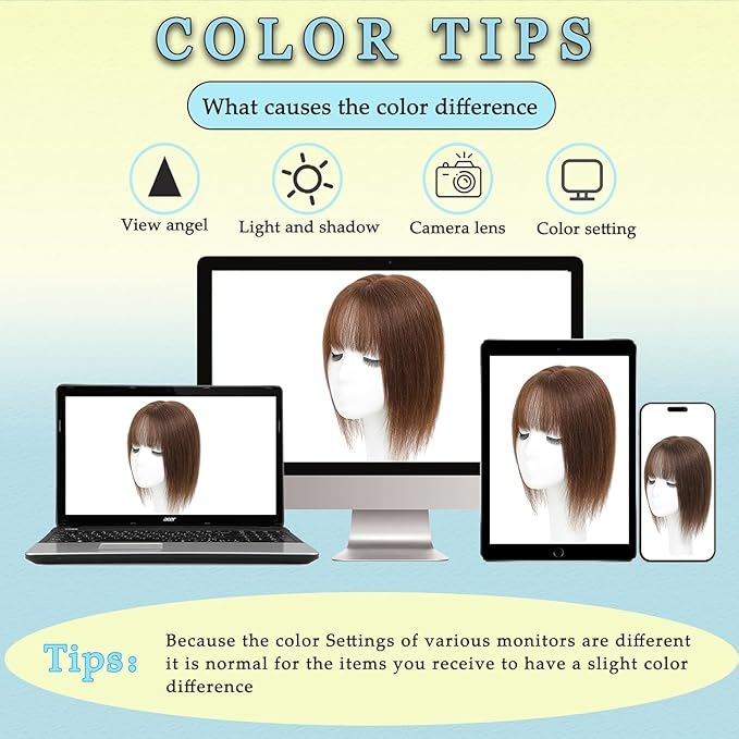 Hair Toppers for Women Real Human Hair, 360° 3D Toppers Pieces for Women with Thinning Crown Wispy Bangs 16 Inch Upgrade Big Basement (Light Brown, 16 Inch Wispy Bangs)
