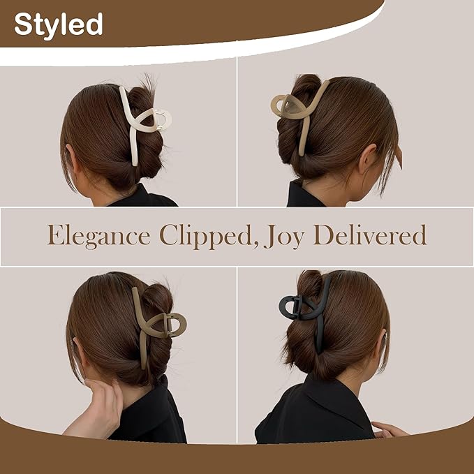 Big Hair Claw Clips 4-Pack 5.9" Non-Slip Hair for Women and Girls with Long, Thick Hair Jelly & Matte Clips (Oval-B 4pcs 5.9")