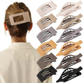 Velscrun Flat Hair Clips for Women Girls, 12 Pack Lay Flat Claw Clips, Large Side French Duck Billed Hair Jaw Claw Clip for All Hair Types, Work Daily Trendy Fashion Styling Gifts Hair Clip Brown