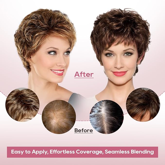 REECHO Hair Topper, Short Wiglet Hair Topper for Women with Thinning Large Coverage Synthetic Top Crown Hairpiece for Women - Medium Brown
