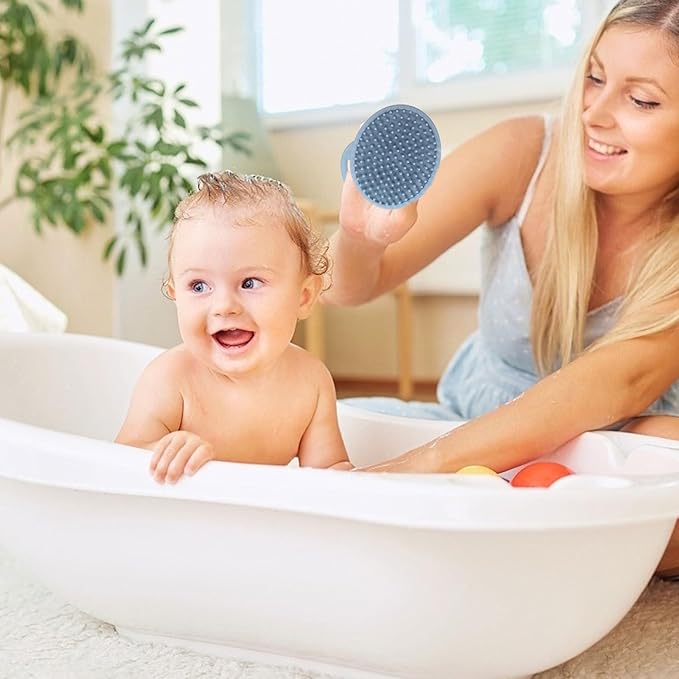 Silicone Massage Brush for Boy Girl and Ergonomic Handheld Shower Brush for Gentle Scalp Shampoo and Body Cleaning for Boys