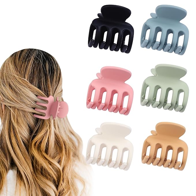 6 Pcs Hair Clips Small Claw Clips for Thin Hair Medium Matte Non-slip Hair Accessories for Women and Girls (Colorful)