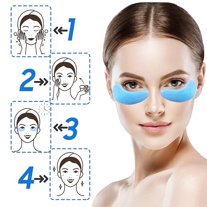 Under Eye Patches- 28 Pairs Blueberry Collagen Eye Mask Eye Patches for Reducing Puffy Eyes and Dark Circles, Anti Aging Gel Eye Pads Under Eye Mask, Blue