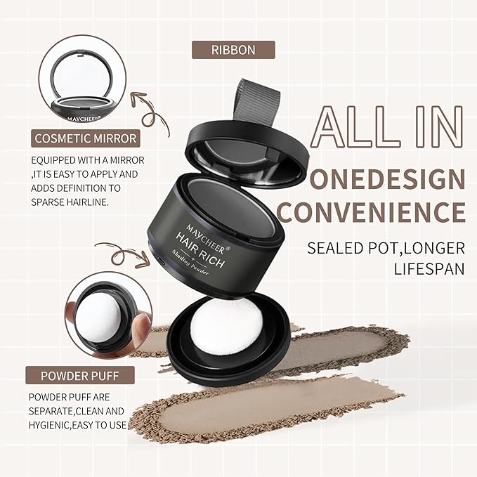 Maycheer Hairline Powder for Women - Hair Rich Shading Powder, 30 Colors Magic Root Cover Up (Orange 12)