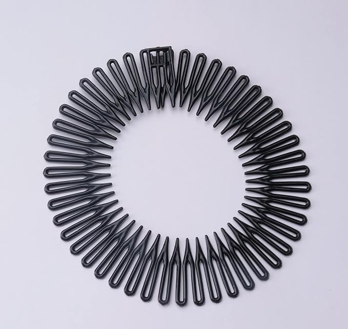 Sowaka 4 Pcs Circular Stretch Hair Wrap Holder Combs, Plastic in Black and Brown for Women Girls Outgoing Sports Hair Accessories