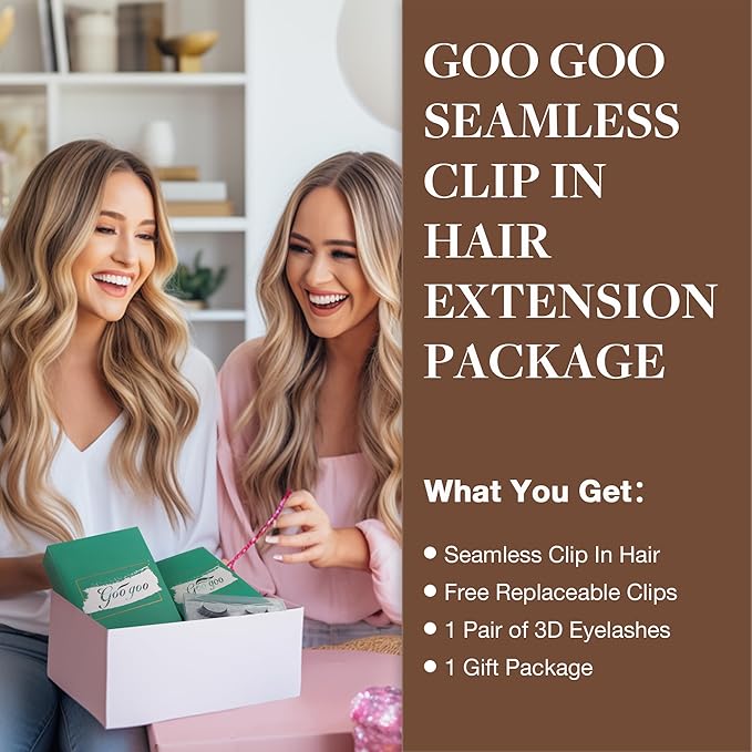 GOO GOO Clip in Hair Extensions Real Human Hair, Remy Human Hair Extensions Clip ins for Women, Natural Human Hair, 14inch 130g 9Pcs, 1C Mocha Brown