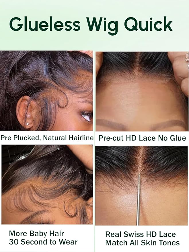 KLAIYI Body Wave Bye Bye Knots Glueless Wig 7x5 Pre Cut Lace Front Wigs Human Hair Wear and Go Wigs for Beginners Pre Bleached Pre Plucked Pre Everything 3S Easy to Ready to Wear Loose Wave Wig 26Inch