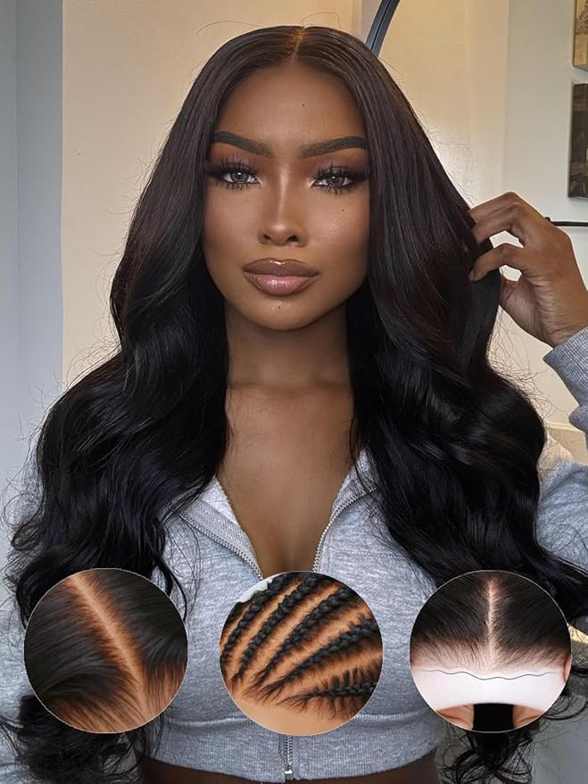 Julia Hair Body Wave Glueless 13x4 Lace Front Wigs Human Hair 12A Pre Cut Lace Frontal Wig Pre Bleached Bye Bye Knots Pre Everything Put on and Go 180% Density Fast Wear Wigs Natural Color 24 Inch