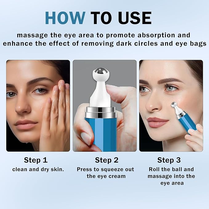 Caffeine Under Eye Cream for Dark Circles Eye Cream for Puffiness and Bags Under Eyes,Eye Roller for Puffy Eyes and Firming,Wrinkle Reducing Crema Para las Ojeras