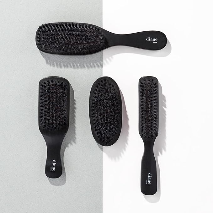 Diane 100% Boar Bristle Club Brush for Waves and Smoothing - Fine to Medium Hair Detangler for Men and Women, Shine Restorer, Soft on Scalp